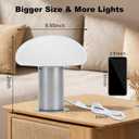 Mushroom Lamp, Retro Table Lamp with Touch Control Switch, 3 Way Dimmable Nightstand Lamp for Bedroom and Living Room, 6W LED Bulb Included (Silver)