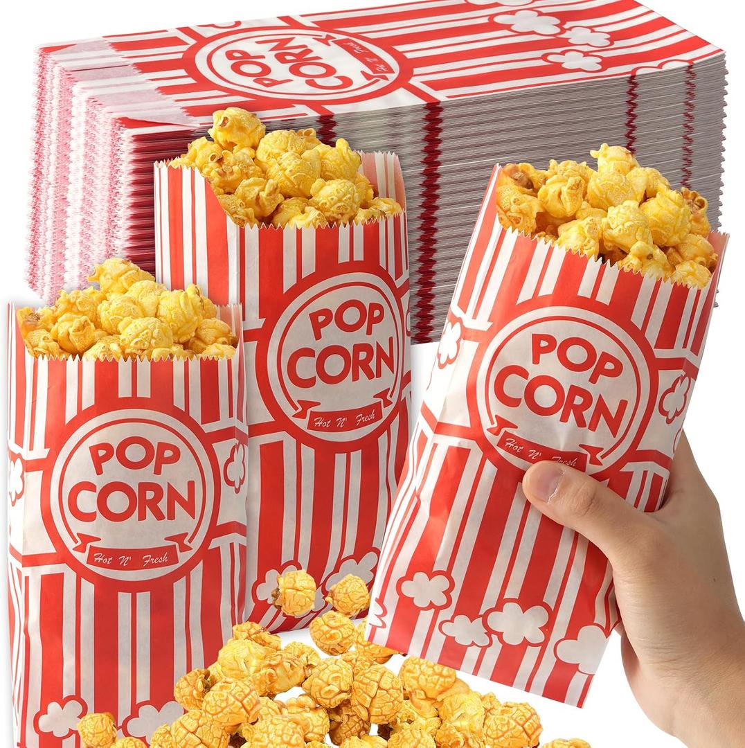 Popcorn Bags for Individual Servings 500 Disposable Snack Bags for Movie Nights, Parties, School Events & Carnivals (500)
