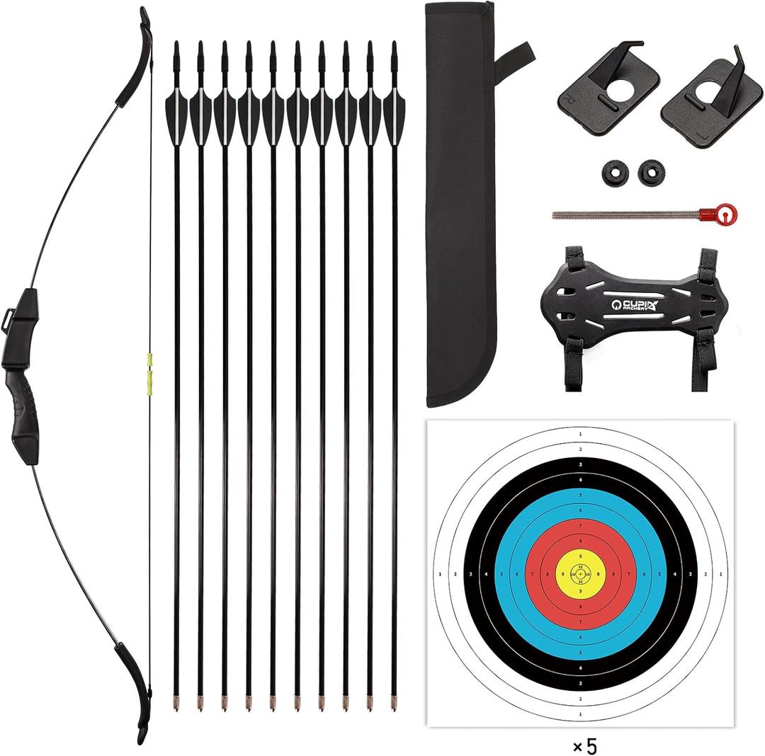LWANO Bow and Arrow Set for Kids, Archery Beginner Gift with 10 Arrows, 5 Target Face, Ideal for Kids, Youths, Teens, Perfect for Left & Right Handers (Black)