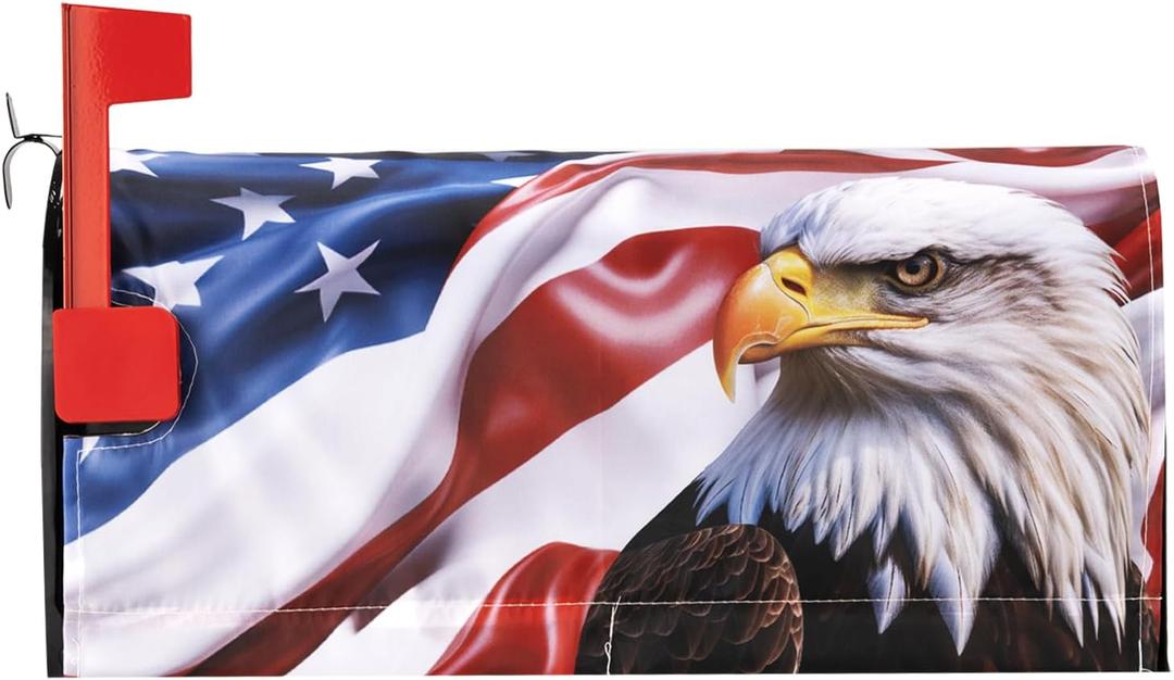 American Eagle Flag Welcome Magnetic Mailbox Cover7.4 July Fourth Festival Courtyard Decoration 21" Lx 18" W Mailbox Cover Suitable for 19 "x6.5 Standard Mailbox