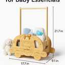 Fun-Plus Baby Shower Crate Closet, pumpkin carriage Baby Shower Basket with Handle Baby Storage Crate, Wooden Crate for Pregnancy New Parent (Bamboo made)