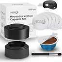 Nessus Reusable Kit for Nespresso Pods Vertuo, Reuse Old Coffee Pods for Nespresso Vertuo: 100 Pcs Aluminum Foil Seal Lid, Holder, Brush, Refillable Vertuo Plus Next Capsule Machine (No Pods Come) (Black)