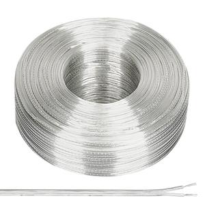 PATIKIL 65.6Ft 24/2 PVC Covered Copper Wire, 300V Soft Speaker Wire Insulated Heat Resistant Electronical Flexible Cable for LED Light Strip Audio Speaker Sound System, Clear, UL Listed (Silver)