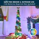 Joiedomi 5 FT Pop Up Christmas Green Tree with Lights, Collapsible Tinsel Christmas Tree Decorations with 50 Multicolor LED Lights and Ball Ornaments for Home Holiday Party Indoor Decor