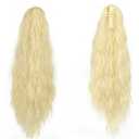 22" Claw Clip Ponytail Extension for Women Platinum Blonde Color Long Wavy Pony Tails Hair Extensions Fluffy Natural Looking Synthetic Clip in Ponytail Hairpiece for Daily Use