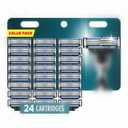 Razor Refills for Men, 24 Count 3-Blade Shaving Blades with Dual Lubrication, Compatible with Mach3 Razor Handles - Value Pack