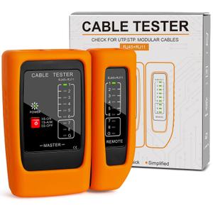 Network Cable Tester with PoE Detection, RJ45/RJ11 Ethernet & Telephone Cable Tester with Silicone Protective Case & Auto Power-Off