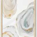 iHery Natural OAK Wood Abstract Coastal Oyster Framed Wall Art, 12x16 in Hamptons Style Beach House Decor Watercolor Canvas Wall Art, Abstract Bathroom Decor Set of 1 For Bedroom Living Room