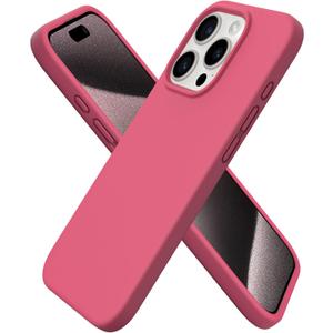 ORNARTO Compatible with iPhone 15 Pro Case 6.1", Liquid Silicone 3 Layers Full Covered Soft Gel Rubber Cover, Shockproof Protective Slim Phone Case with Anti-Scratch Microfiber Lining-Desert Rose