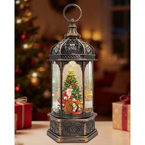 Large Musical Santa Christmas Tree Snow Globe - Lighted Christmas Snow Globes with Swirling Glitter, LED Lights, 8 Holiday Songs, 6-Hour Timer, USB or Battery Powered, Xmas Holiday Decoration Gift