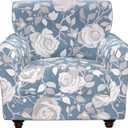 Stretch Couch Covers, Floral Printed Sofa Covers,2 Piece Armchair Slipcover with Separate Sect Cover,Washable Sofa Slipcover, Pet Friendly Furniture Protector Fit for Home (Armchair,Elegant Flower)