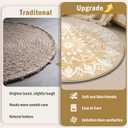 Carvapet Faux Jute Round Rug 6ft Jute-Like Pattern Design Washable Low Pile Area Rug with Non-Slip Rubber Backing, Soft Natural Look Decorative Circle Carpet for Living Room