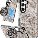 for Samsung Galaxy S23 FE Case for Women - Girls Cute Design Compatible with Magsafe Magnetic Ring Holder Stand Butterfly Plants Phone Covers Aesthetic Girly TPU Funda for S23 FE