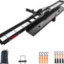 Motorcycle Hitch Carrier Bike Rack Premium Aluminum | 600LB Capacity with Low-Profile Engineering | Quick-Connect Installation for Truck/SUV Applications (Standard, Black / 600 Lbs)