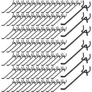 100 PCS 6 inch Pegs for Pegboard, Black Peg Board Pegs for 1/8 and 1/4" Peg Board, Metal Pegboard Hooks for Hanging Organizing Various Tools for Garage, Craft Room, Kitchen, Store