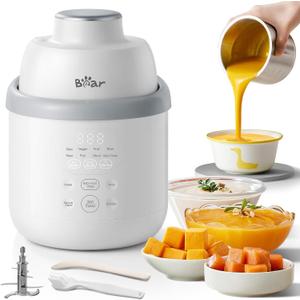 Bear NutriEase AllStage Stainless Steel Baby Food Maker Steamer and Blender, Truly OneStep Baby Food Processor Puree Maker Grinder Mills, Auto Cooking&Grinding for Healthy Homemade Baby Food, BPA-Free