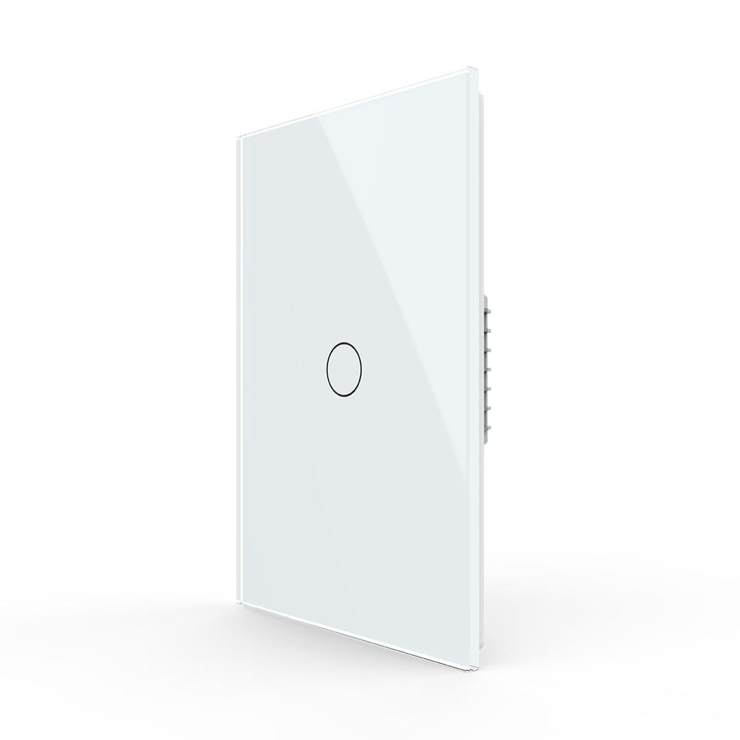 LIVOLO Modern Electrical Wall Light Switch 1Gang Tempered Glass Panel 2 Pole Wall Touch Light Switch with Led Indicator,No Neutral Wire 3Way (1Gang White)