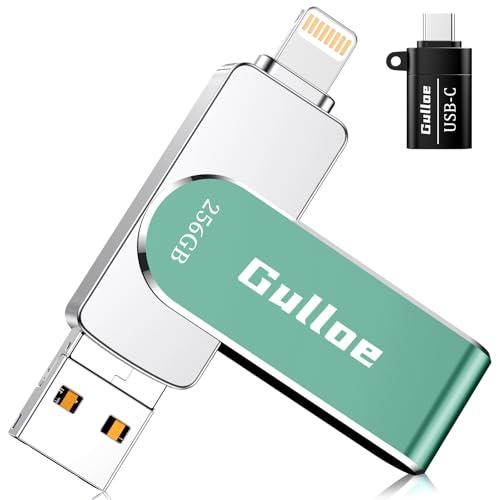 Gulloe 256GB USB Flash Drive Intended for iPhone iPad, Memory Stick Storage for Photos and Videos Backup, Compatible with iPhone iPad Android PC, Plug and Play, No Application Required (Blue)