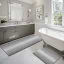 BSICPRO Bathroom Rugs and Mats Sets, 2 Piece Thick Absorbent Chenille Bath Mat Rug Set Non Slip, Soft Shaggy Bath Room Floor Mats for Bathroom, Machine Washable (Gray, 20" x 60" Plus 20" x 32") (Grey)