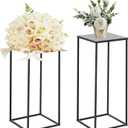 2 PCS Black Vases Flower Stands 23.6", Wedding Centerpieces for Tables, Metal Geometric Flower Vase, Tall Flower Stand Flower Vase for Centerpiece Home Table Decorations