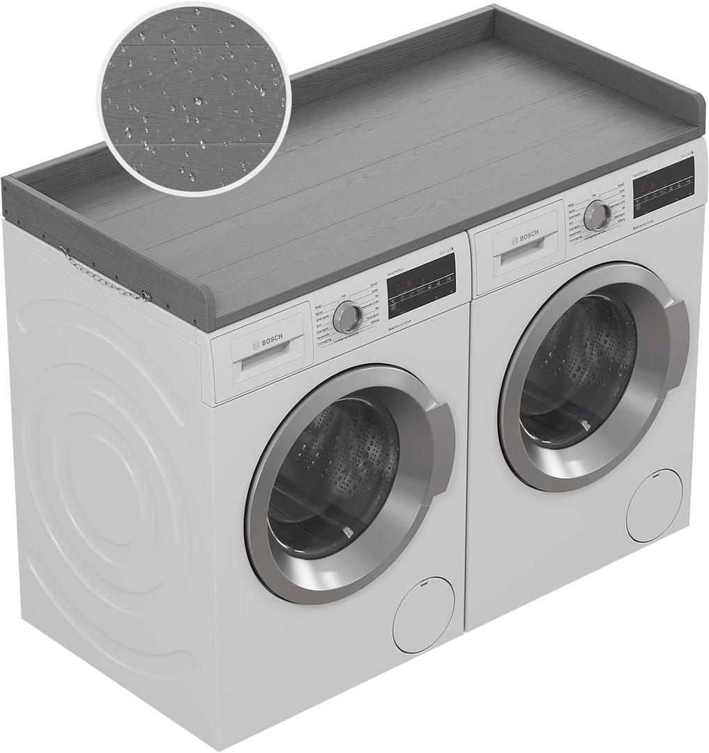 No-Installation HDPE Washer Dryer Countertop, Washer and Dryer Topper Covers for The Top, Laundry Countertop Laundry Room Organization No Water Leakage Grey