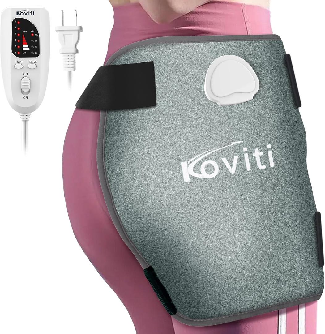 Koviti Hip Heating Pad for Sciatica Pain Relief - FSA HSA Eligible Heated Hip Brace Electric Heat Pad for Lower Back Thigh Buttock Birthday Gifts Hot Physical Therapy for Women Men Mom (Large-gray)