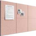 Bumusty 36"x 24" Large Felt Bulletin Board Tiles, Pink | 6-Pack Cork Board Alternative, Wall Decor, 30 Pushpins, 30 Adhesive Tabs, Vision Board, Office, Classroom, Home, Dorm