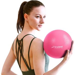 Trideer Pilates Ball 9 Inch, Small Exercise Ball with Exercise Guide for Yoga, Core Training, Physical Therapy, Balance, Stability, Stretching (Rose Pink)