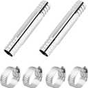 2 Pack 3/4" Hose Barb Fitting 4" L 304 Stainless Steel Sanitary Barbed Splicer Mender Union Coupler with Hose Clamp for Home Garden & Industrial (3/4 Inch Hose Barb)