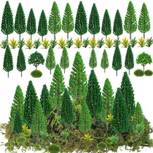 Zofusaier 30 Pieces Model Trees Mixed 1.7-6 inch Fake Miniature Trees and Artificial Moss Rocks Diorama Architecture Mini Tress for Crafts Building Model Railway Scenery Landscape Supplies