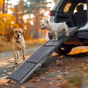 Moonflor Dog Ramp for Car 63" Long & 17.3" Wide Folding Portable Pet Ramp Dog Ramps for Large Dogs with Non-Slip Rug Surface Outdoor Dog Ramp Up to 250 LBS Pet Ramp for Large Dogs for SUV Car & Truck