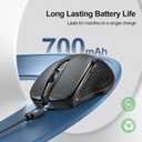 TECKNET Wireless Mouse (BT5.0/3.0 & 2.4G) Rechargeable 4800 DPI Silent USB A & Bluetooth Mouse 6 Buttons, Wide Compatibility - Grey