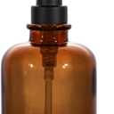 Thick Amber Glass Jar Soap Dispenser with Matte Black Stainless Steel Pump, 12ounce Boston Round Bottles Dispenser with Rustproof Pump for Essential Oil (Brown)