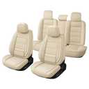 Chezope Car Faux Leather Seat Covers with Lumbar Support & Seat Cushion Ergonomic 3D Support, Custom Fit for 2002-2026 Dodge Ram 1500/2500/3500 Crew/Quad/Regular Cab Pickup (Beige-Stripes-A, Full Set)