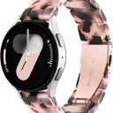 Lerobo Lightweight Resin Band Compatible with Samsung Watch 7 6 5 4 40mm 44mm Galaxy Watch 4 6 Classic 42mm 46mm 43mm 47mm Galaxy 5 Pro 45mm Active 2 40mm 42mm, 20mm Smartwatch Band for Women Men (Tortoiseshell Pink)