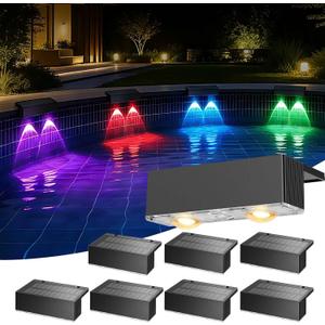 4 Pack Solar Pool Lights for Above Ground Pools, Swimming Inground Pool LED Lighting Solar Powered, Outdoor Poolside Fence Deck Accessories Decor