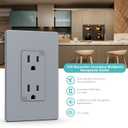WEBANG 15 Amp Duplex Receptacle Decorator Wall Outlet, Screwless Electrical Outlet Plate Included, 15A 125V, 2 Pole 3 Wire,Self-Grounding, Tamper Resistant, ETL Listed, Matte Grey, 10 Pack