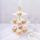 Efavormart 13" White 3-Tier Square Cupcake Stand, Dessert Holder - Plastic with Heart Design Scalloped Edges