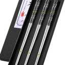 TINMARDA Metal Chopsticks Reusable, 3 Pairs Chop Sticks Reusable Dishwasher Safe, Titanium Plated Non-Slip Stainless Steel Chopsticks Present Set (Black Silver)
