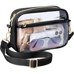 PACKISM Clear Bag for Stadium Events - Clear Purses for Women Stadium Crossbody Concert Bag for Game Day Sports, Festival (Blazing Black)