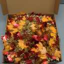 Timer & Pumpkin - 6 Ft Lighted Fall Tree Thanksgiving Fall Decorations for home, Pop Up Tinsel Maple Tree with 60 LED Orange Warm Lights Battery Operated Collapsible Thanksgiving Tree Porch Home Party