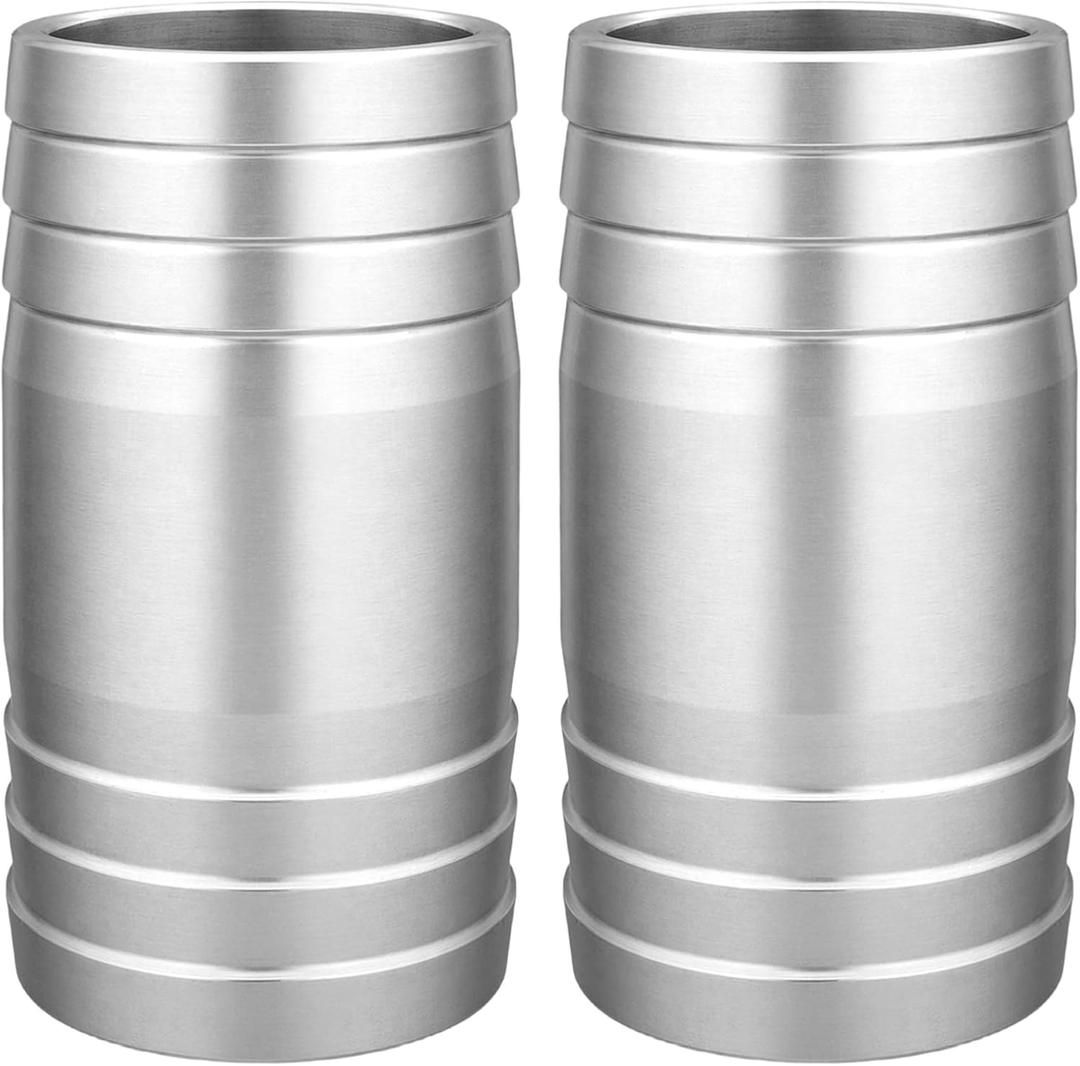 Stainless Steel 2" to 2" Hose Barb Fittings Splicer Mender Round Union Coupler Adapter Splicer Mender Union Air Water Fuel (Pack of 2)