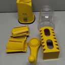 SUSTEAS Rotary Cheese Grater with Handle - Vegetable Shredder with 5 Well-designed Blades & Strong Suction Base,Round Mandoline Slicer & Food Chopper for Kitchen,with Blade Storage Box(Yellow)