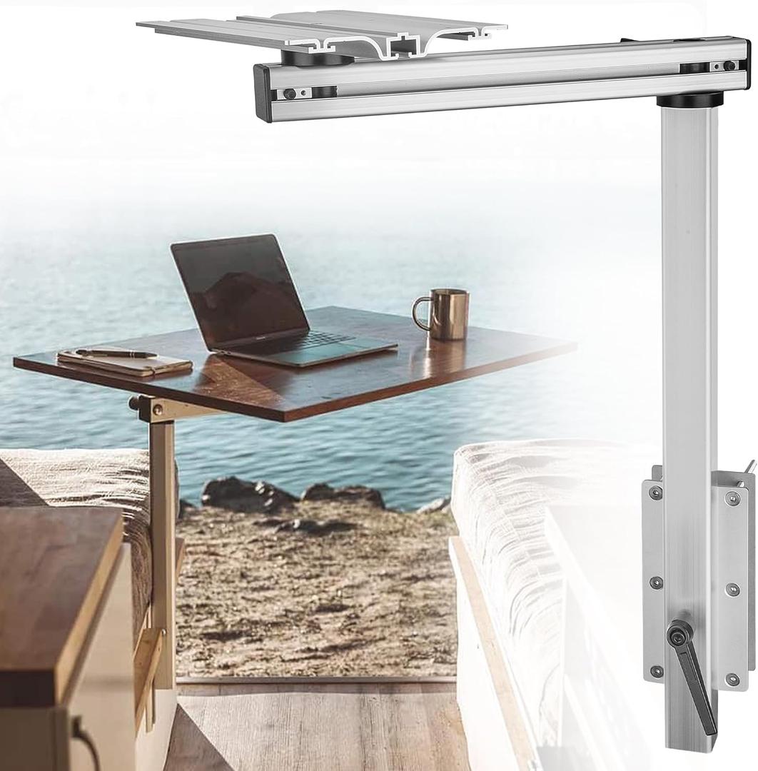 AUXMART Removable RV Table Leg RV Accessories 360 Degree Rotation Height Adjustable Aluminum Alloy Table Leg Bracket for RV Motorhome Caravan Yachts