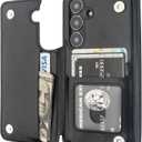 ONETOP Compatible with Samsung Galaxy S24 Wallet Case with Card Holder, PU Leather Kickstand Card Slots Case, Double Magnetic Clasp and Durable Shockproof Cover 5G 6.2 Inch(Black)