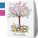 LNOKRIM Baby Shower Guest Book Fingerprint Tree Canvas, Jungle Safari Theme Gender Reveal Supplies, Personalized Alternative Guest Book,Fingerprint Guest Book (004)