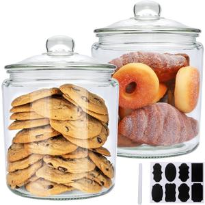 Accguan 1-Gallon Food Storage Containers,Glass Cookie Jar with Lid,Glass Jars for Bath Salts,Flour,Spices,Halloween Candy,Detergent,Kitchen Storage,Holiday Decoration Jars,DIY Gifts,2pcs