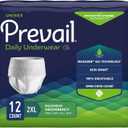 Prevail Daily Protective Underwear, Unisex Disposable Adult Diaper for Men & Women, Maximum Absorbency, XX-Large, 12 Count Bag