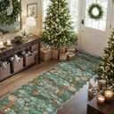 Washable 2x8 Hallway Runner Rug: Water-Resistant Kitchen Rug Soft Bedroom Carpet Non-Slip Indoor Hardwood Floor Mat for Entryway Bathroom Dining Room Boho Decorative Home Decor(2x8, Floral/Green)