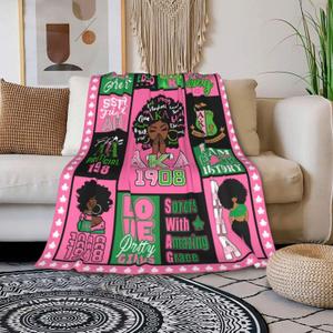 Blanket Gifts - 60"x50" Inches Cute Throw Blanket for Sorority Gifts - Colorful Soft Fuzzy Blankets for Couch, Sofa & Bed (Color7)